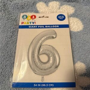 Silver Number 6 Giant Foil Balloon